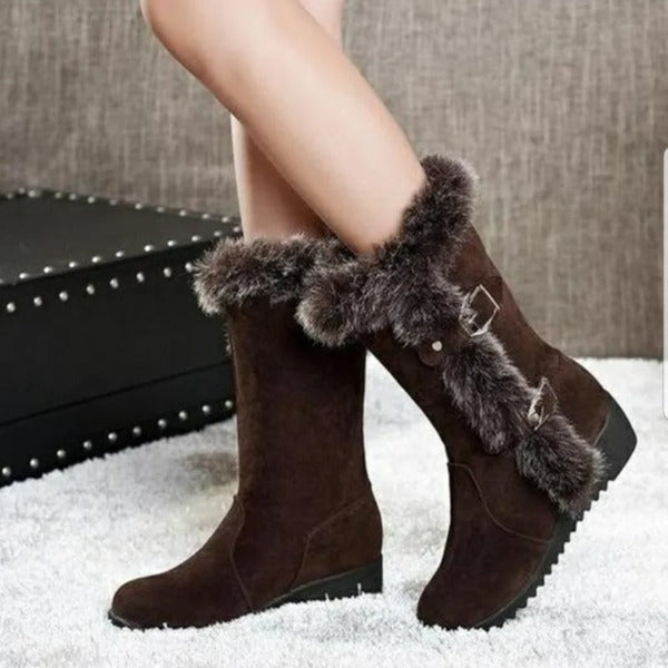 Hot Women Boots Autumn Flock Winter Ladies Fashion Snow Boots Shoes fashionlinko.com