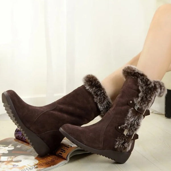 Hot Women Boots Autumn Flock Winter Ladies Fashion Snow Boots Shoes fashionlinko.com