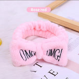 Two pack Washing Face Hair Band Girls Simple Autumn and Winter plush Headband wash make up hair Band Rose Red Pink - Fashionlinko.com