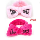 Two pack Washing Face Hair Band Girls Simple Autumn and Winter plush Headband wash make up hair Band Rose Red Pink - Fashionlinko.com