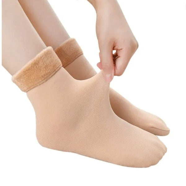 Female winter fleece thick warm socks soft comfortable solid color home floor thick stocking soft boots sleeping socks fashionlinko.com