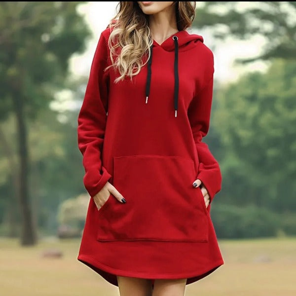 jocoo jolee casual loose solid women hoodies long style sweatshirt casual pocket hoodie kpop hoodie Dress Pullover fashionlinko.com