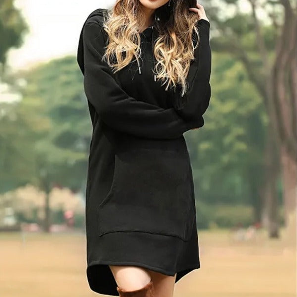 jocoo jolee casual loose solid women hoodies long style sweatshirt casual pocket hoodie kpop hoodie Dress Pullover fashionlinko.com