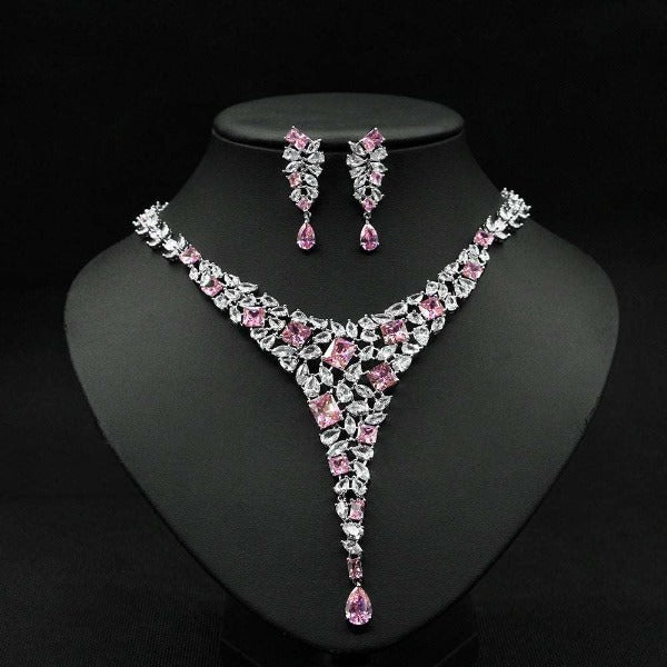 product information Colorful Zircon Wedding Jewelry Set- Fashionlinko