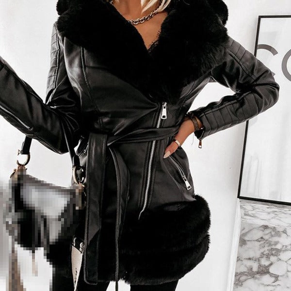  Fashion Women Leather Coats Jackets Ladies Jacket Black fashionlinko.com