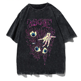 Zombie Horror Gothic Washed Cotton Oversized T-Shirt