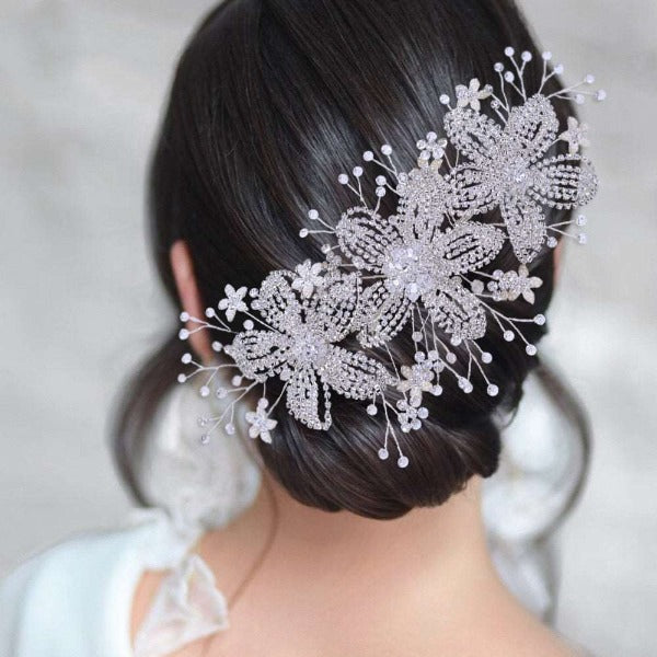 Flower Rhinestone Hair Accessories Bridal Wedding Hair Band - Fashionlinko