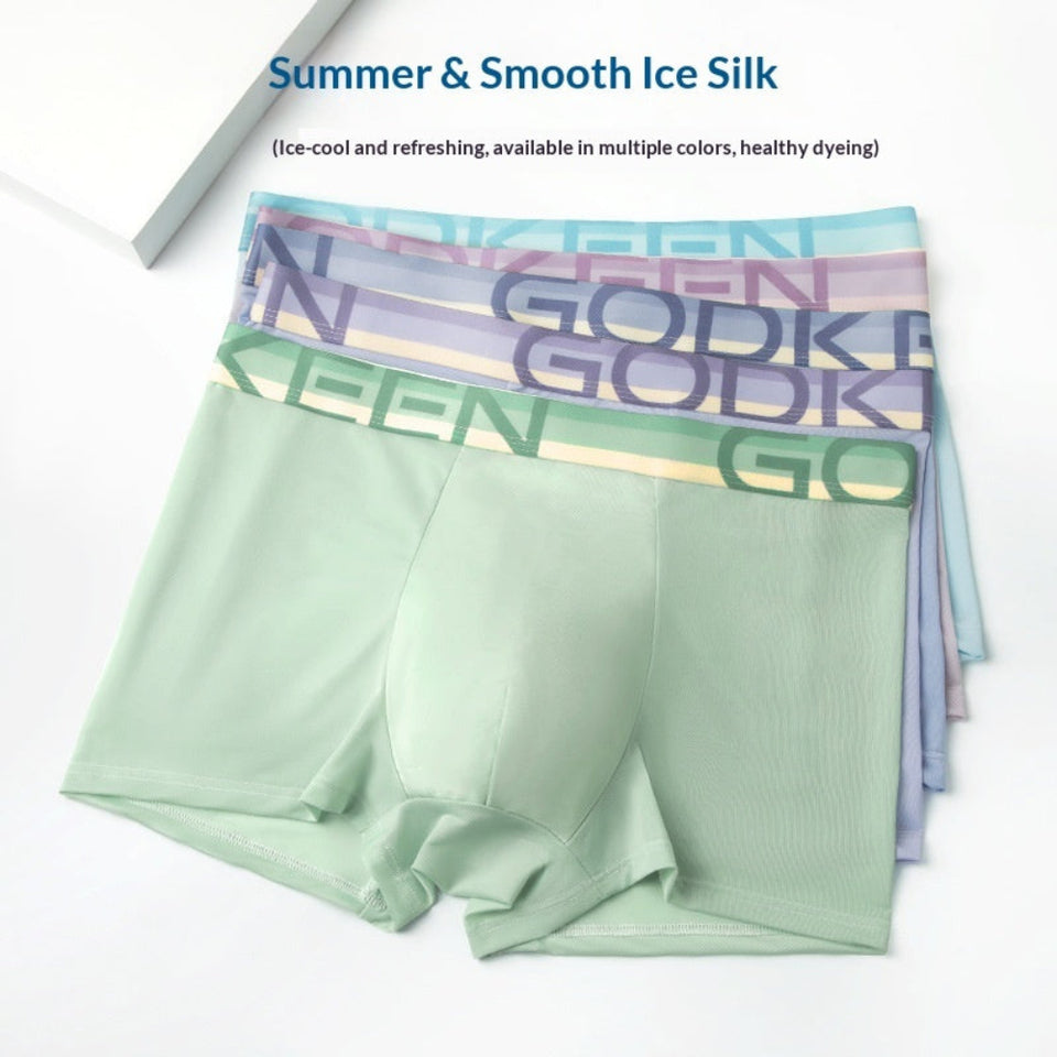 Men's breathable ice silk boxer briefs with lightweight, comfortable fit.