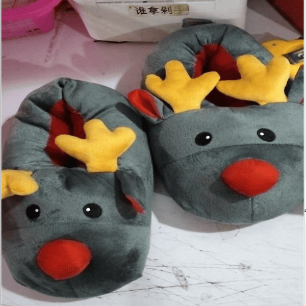 Christmas Shoes Cute Elk Home Slippers - Fashionlinko