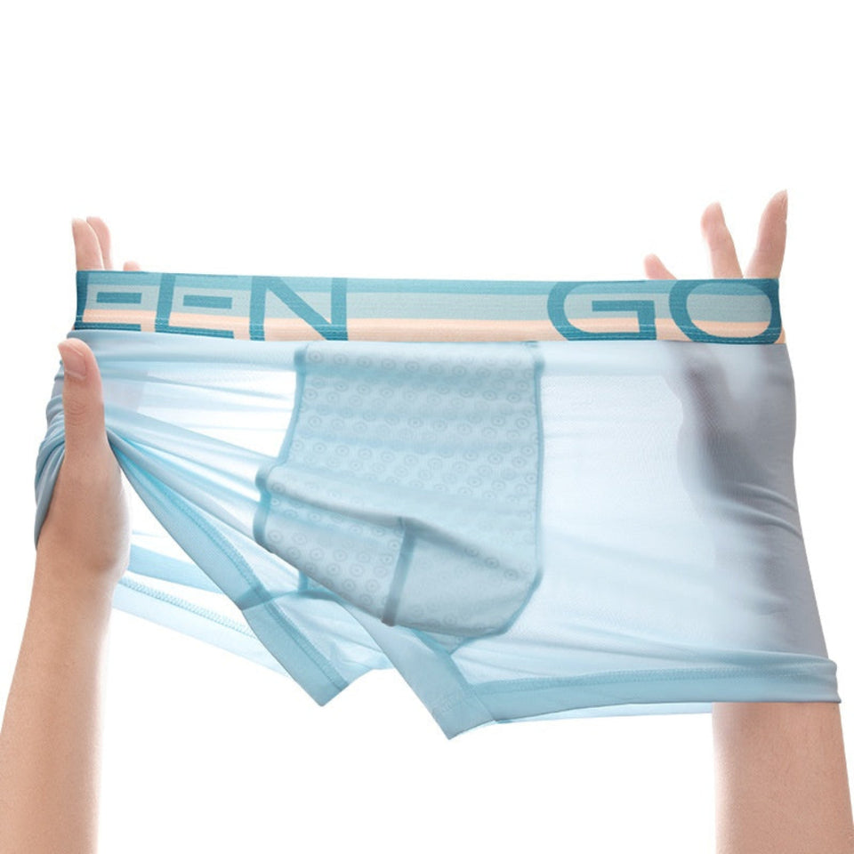 Men's breathable ice silk boxer briefs with lightweight, comfortable fit.