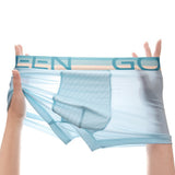 Men's breathable ice silk boxer briefs with lightweight, comfortable fit.