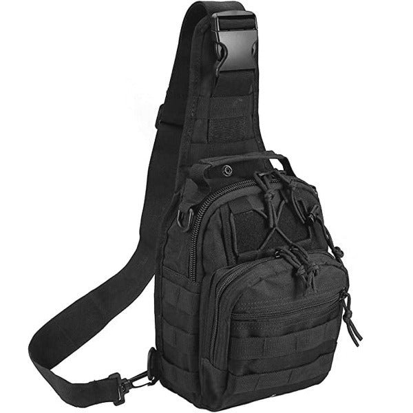 Men Backpack Tactical Sling Bag Chest Shoulder Body Molle Day Pack Pouch Black - Fashionlinko