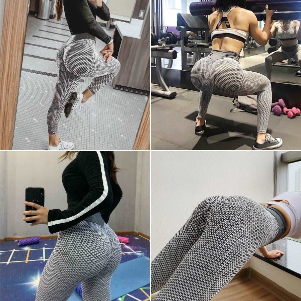 TIK Tok Leggings Women Butt Lifting Workout Tights Plus Size Sports High Waist Yoga Pants Light Grey - Fashionlinko