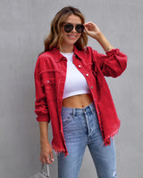 Fashion Ripped Shirt Jacket Female Autumn And Spring Casual Tops Womens Clothing fashionlinko.com