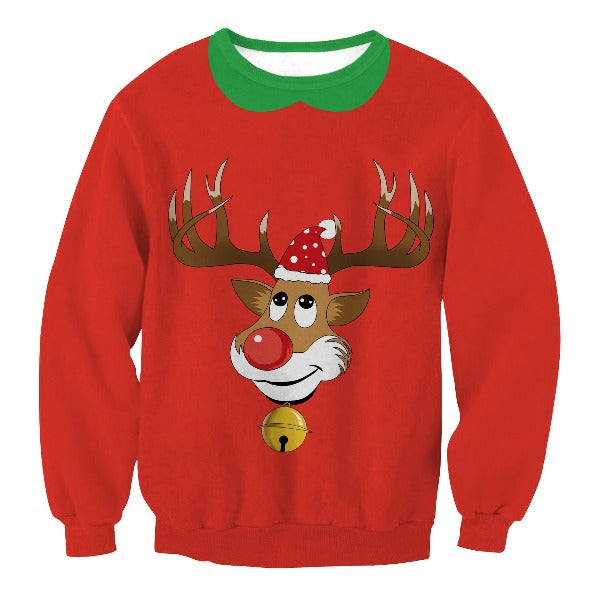 Autumn Winter Fashion Ugly Christmas Sweater Santa Elf Funny Pullover Womens Mens Print Sweaters Tops Clothing