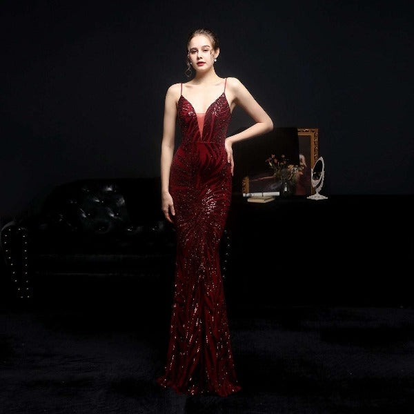 New Sequined Mermaid Evening Dress - Fashionlinko