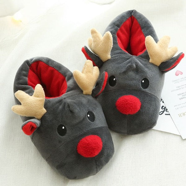 Christmas Shoes Cute Elk Home Slippers - Fashionlinko