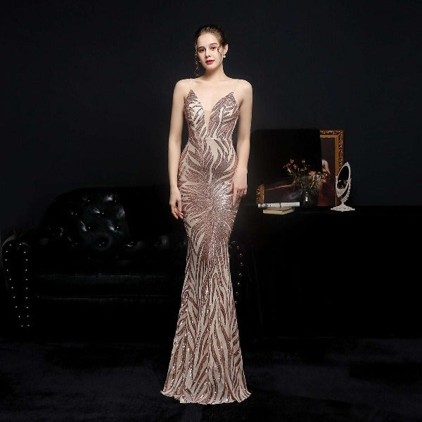 New Sequined Mermaid Evening Dress - Fashionlinko