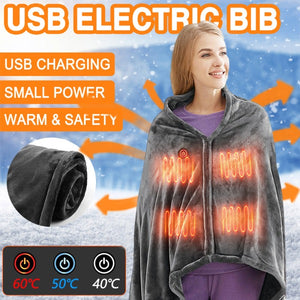 Winter Flannel Heated Blanket Cold Protection Body Warmer Usb Heated Warm Shawl Electric Heated Plush Blanket - Fashionlinko.com