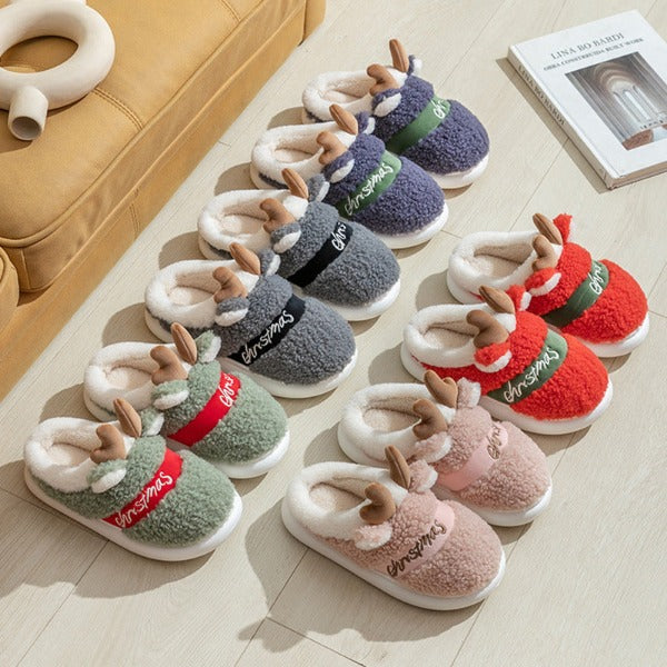 Christmas Shoes Winter Home Slippers Elk Soft Cozy Bedroom Slipper Slip On House Shoes