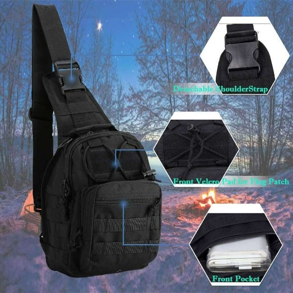 Men Backpack Tactical Sling Bag Chest Shoulder Body Molle Day Pack Pouch Black - Fashionlinko