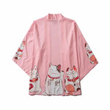 Japan Style Clothes Men Summer Streetwear Cat Print Kimono Cardigan Mandarin Robe Men Unisex Japanese Trend Kimonos