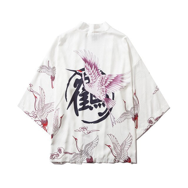 Japan Style Clothes Men Summer Streetwear Cat Print Kimono Cardigan Mandarin Robe Men Unisex Japanese Trend Kimonos