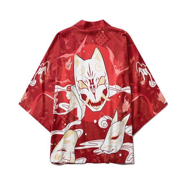 Japan Style Clothes Men Summer Streetwear Cat Print Kimono Cardigan Mandarin Robe Men Unisex Japanese Trend Kimonos