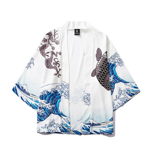 Japan Style Clothes Men Summer Streetwear Cat Print Kimono Cardigan Mandarin Robe Men Unisex Japanese Trend Kimonos