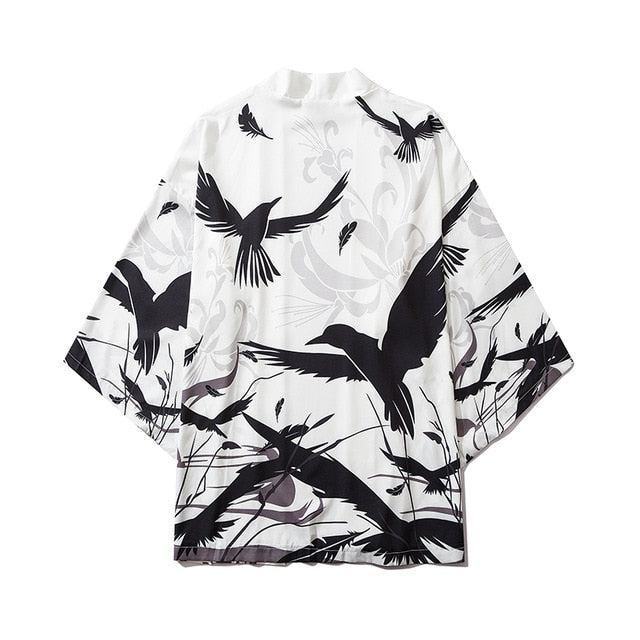 Japan Style Clothes Men Summer Streetwear Cat Print Kimono Cardigan Mandarin Robe Men Unisex Japanese Trend Kimonos