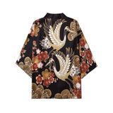 Japanese Crane Kimono Women Cardigan Yukata Fashion Men Haori Obi Clothing Asian Shirt National Tradition Clothes