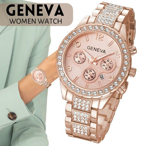 Women Classic Stainless Steel Crystal Quartz Round Analog Wrist Watch For Women - Fashionlinko