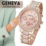 Women Classic Stainless Steel Crystal Quartz Round Analog Wrist Watch For Women - Fashionlinko