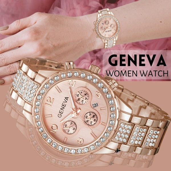 Women Classic Stainless Steel Crystal Quartz Round Analog Wrist Watch For Women - Fashionlinko