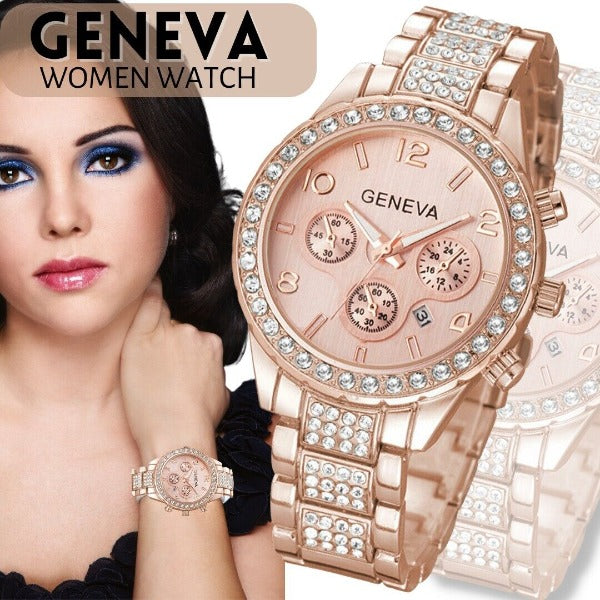 Women Classic Stainless Steel Crystal Quartz Round Analog Wrist Watch For Women - Fashionlinko