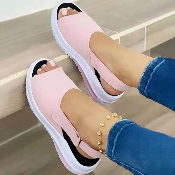 Velcro Casual Summer Women Sandals Fish Mouth Sandals - Fashionlinko