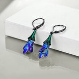 Sterling Silver Purple Tulip Flower Dangle Handmade Dangle Drop Earrings - Fashionlinko