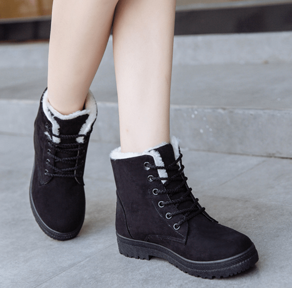 Winter New Women Snow Boots Flat With Large Size Casual Cotton Shoes Trend Women Vulcanized Shoes Artificial Plush - Fashionlinko