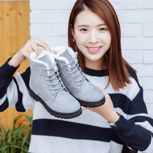 Winter New Women Snow Boots Flat With Large Size Casual Cotton Shoes Trend Women Vulcanized Shoes Artificial Plush - Fashionlinko