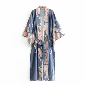 Peacock flower print gown - Fashionlinko