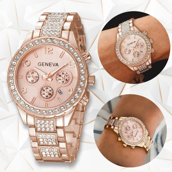 Women Classic Stainless Steel Crystal Quartz Round Analog Wrist Watch For Women - Fashionlinko