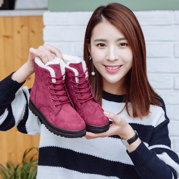 Winter New Women Snow Boots Flat With Large Size Casual Cotton Shoes Trend Women Vulcanized Shoes Artificial Plush - Fashionlinko