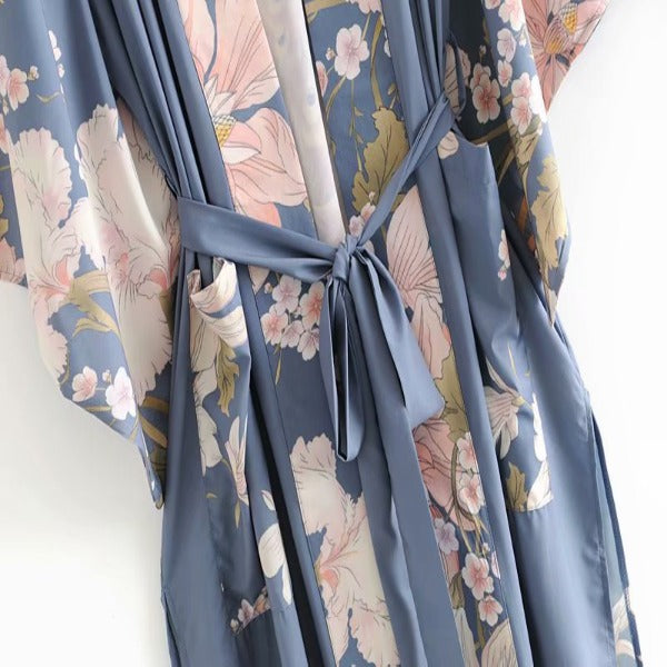 Peacock flower print gown - Fashionlinko