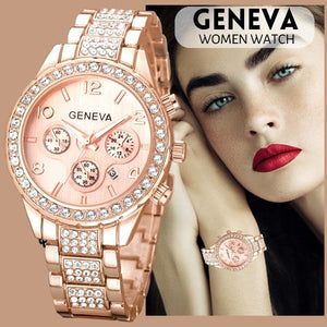 Women Classic Stainless Steel Crystal Quartz Round Analog Wrist Watch For Women - Fashionlinko