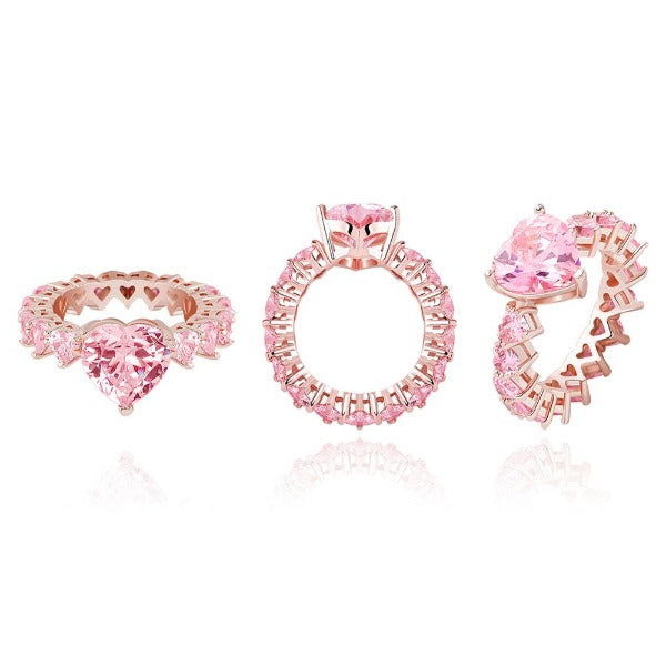 TOPGRILLZ 2020 New Heart Rings High Quality Copper Gold Color Iced Out Cubic Zirconia Rings Hip Hop Fashion Jewelry Gift Women - Fashionlinko